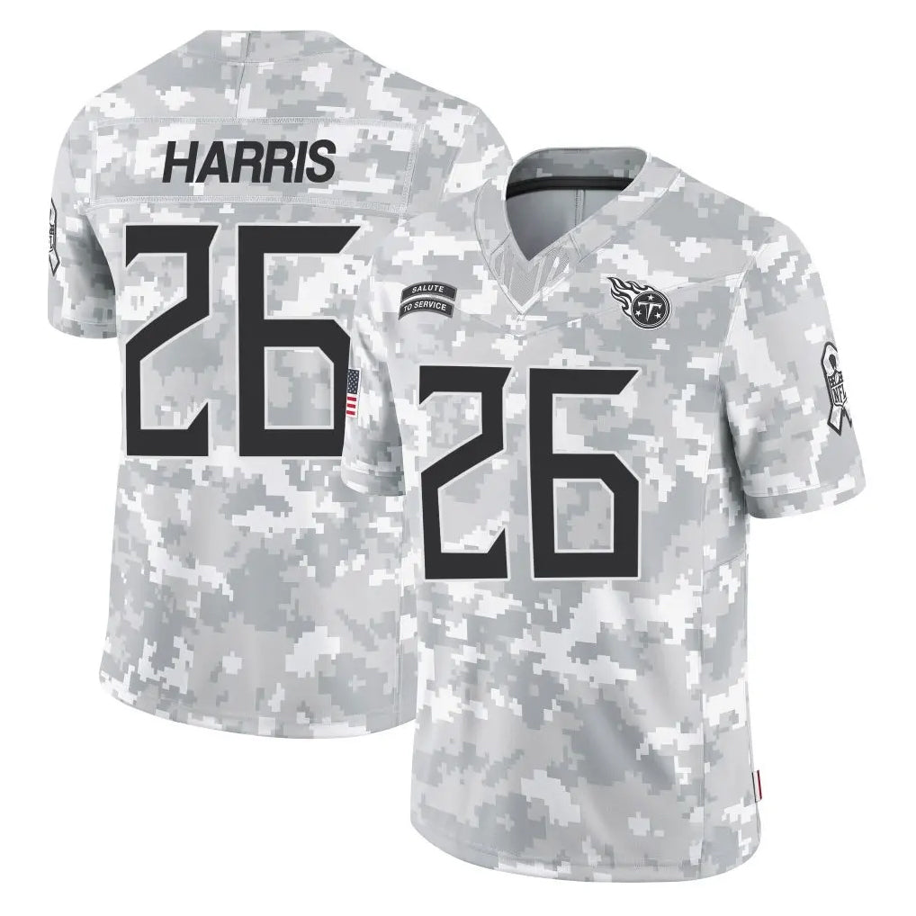 Elroe T.Titans #26 Marcus Harris Player Arctic Camo Limited Salute to Service Home Game Stitched Jerseys