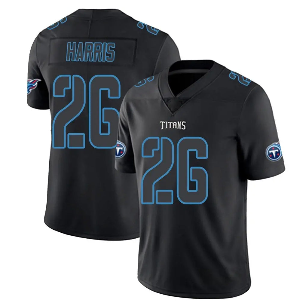 Elroe T.Titans #26 Marcus Harris Player Black Impact Limited Home Game Stitched Jerseys