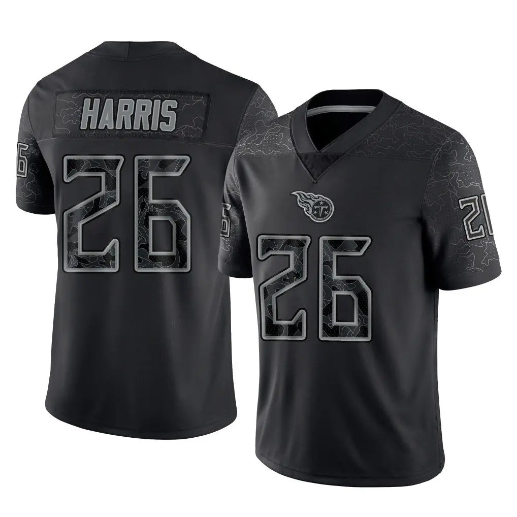 Elroe T.Titans #26 Marcus Harris Player Black Limited Reflective Home Game Stitched Jerseys