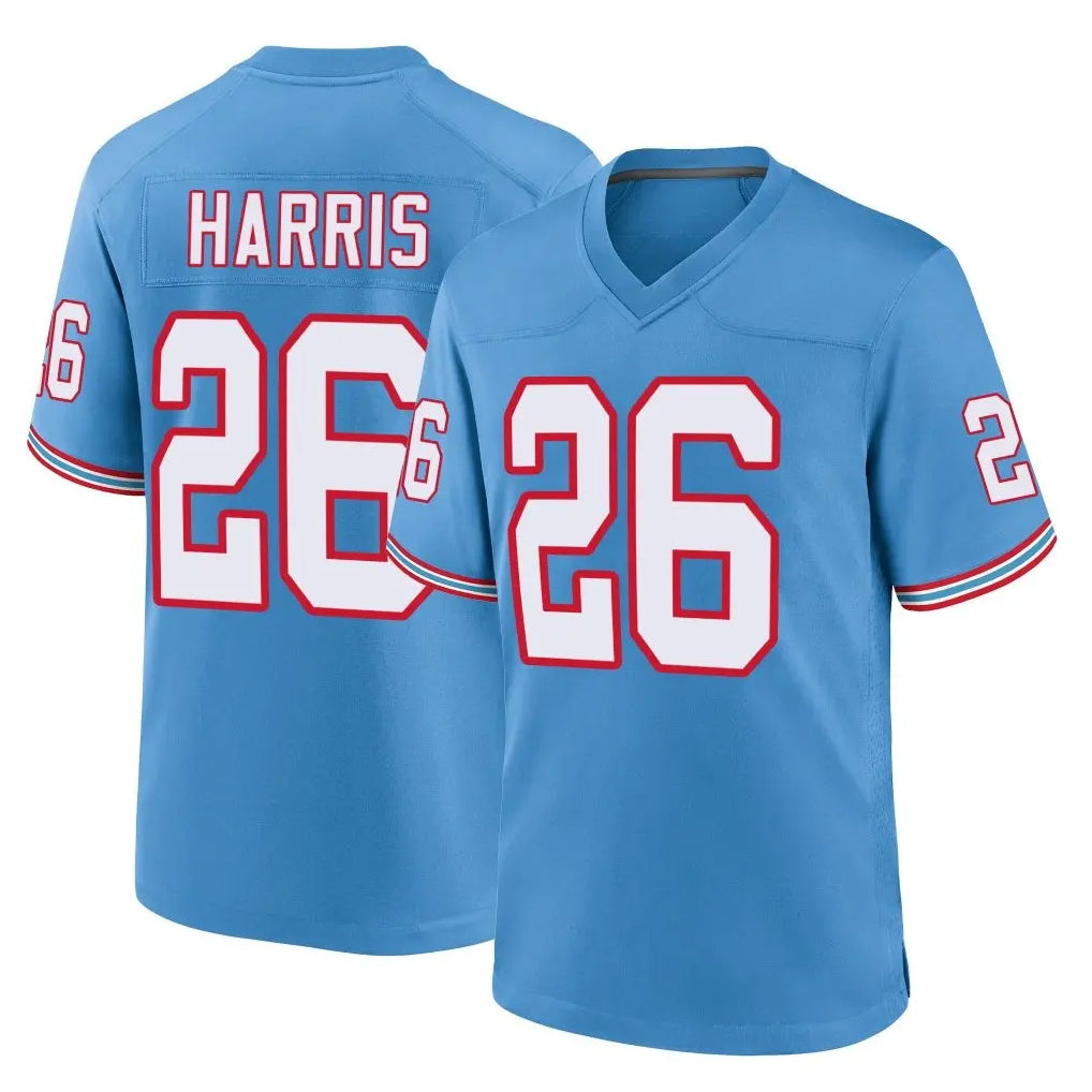 Elroe T.Titans #26 Marcus Harris Player Light Blue Oilers Throwback Home Game Stitched Jerseys