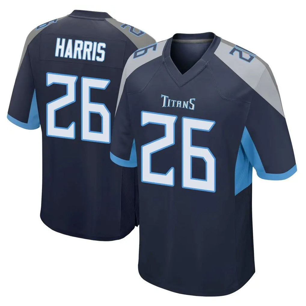 Elroe T.Titans #26 Marcus Harris Player Navy Home Game Stitched Jerseys
