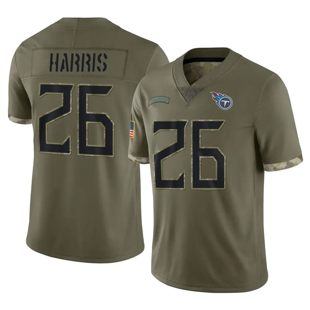 Elroe T.Titans #26 Marcus Harris Player Olive Limited Salute to Service Home Game Stitched Jerseys
