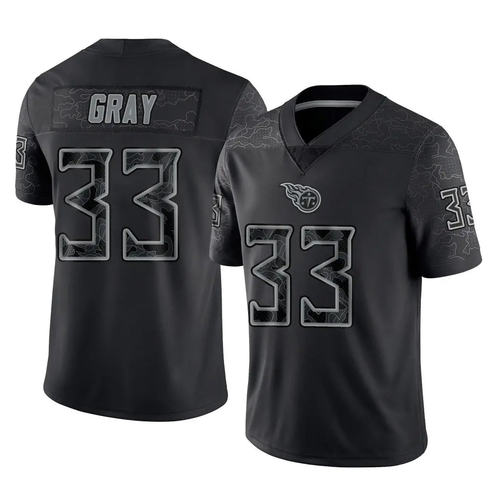 Elroe T.Titans #33 Cedric Gray Player Black Limited Reflective Home Game Stitched Jerseys