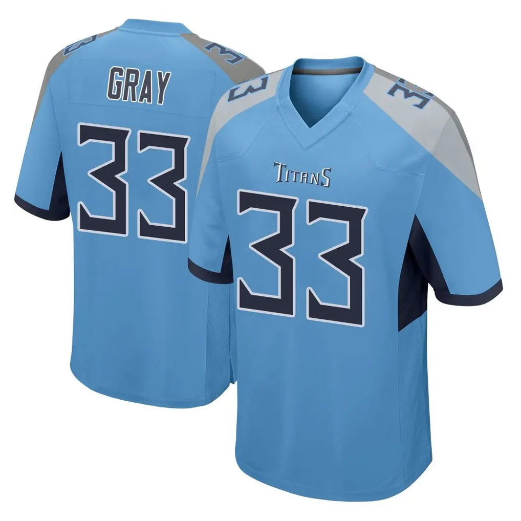 Elroe T.Titans #33 Cedric Gray Player Light Blue Home Game Stitched Jerseys
