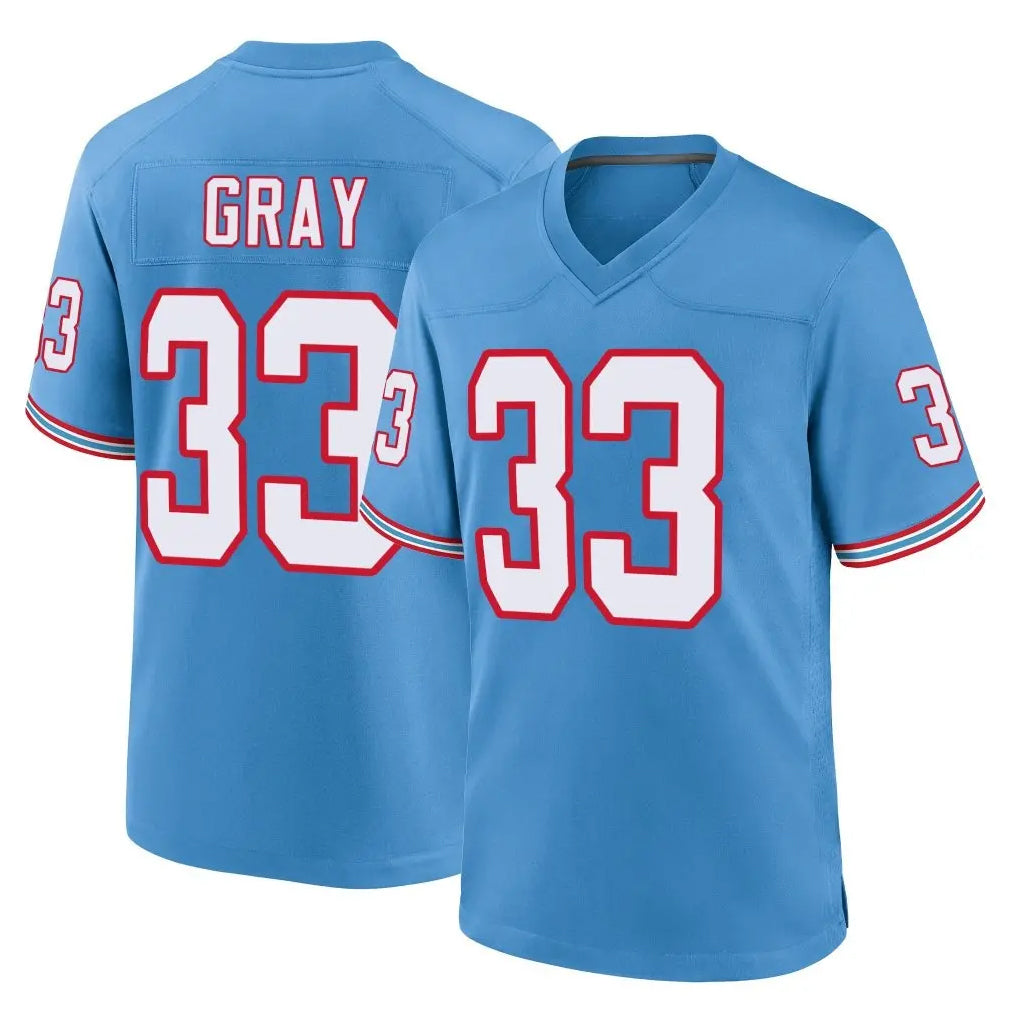 Elroe T.Titans #33 Cedric Gray Player Light Blue Oilers Throwback Home Game Stitched Jerseys