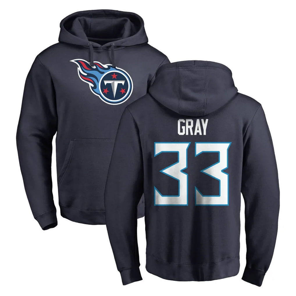 Elroe T.Titans #33 Cedric Gray Player Navy Logo Pullover Hoodies Home Game Stitched Jerseys