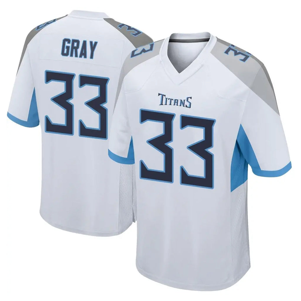 Elroe T.Titans #33 Cedric Gray Player White Home Game Stitched Jerseys