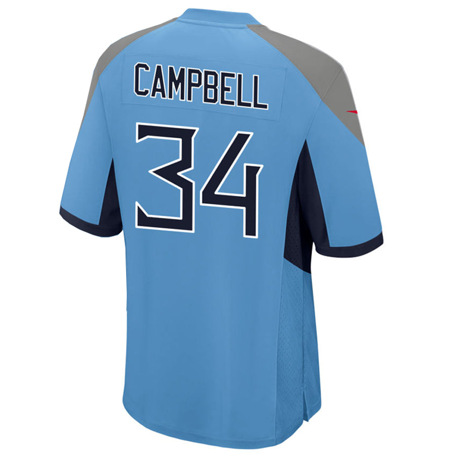 Elroe T.T.Titans #34 Earl Campbell Player Light Blue Home Game Football Jerseys