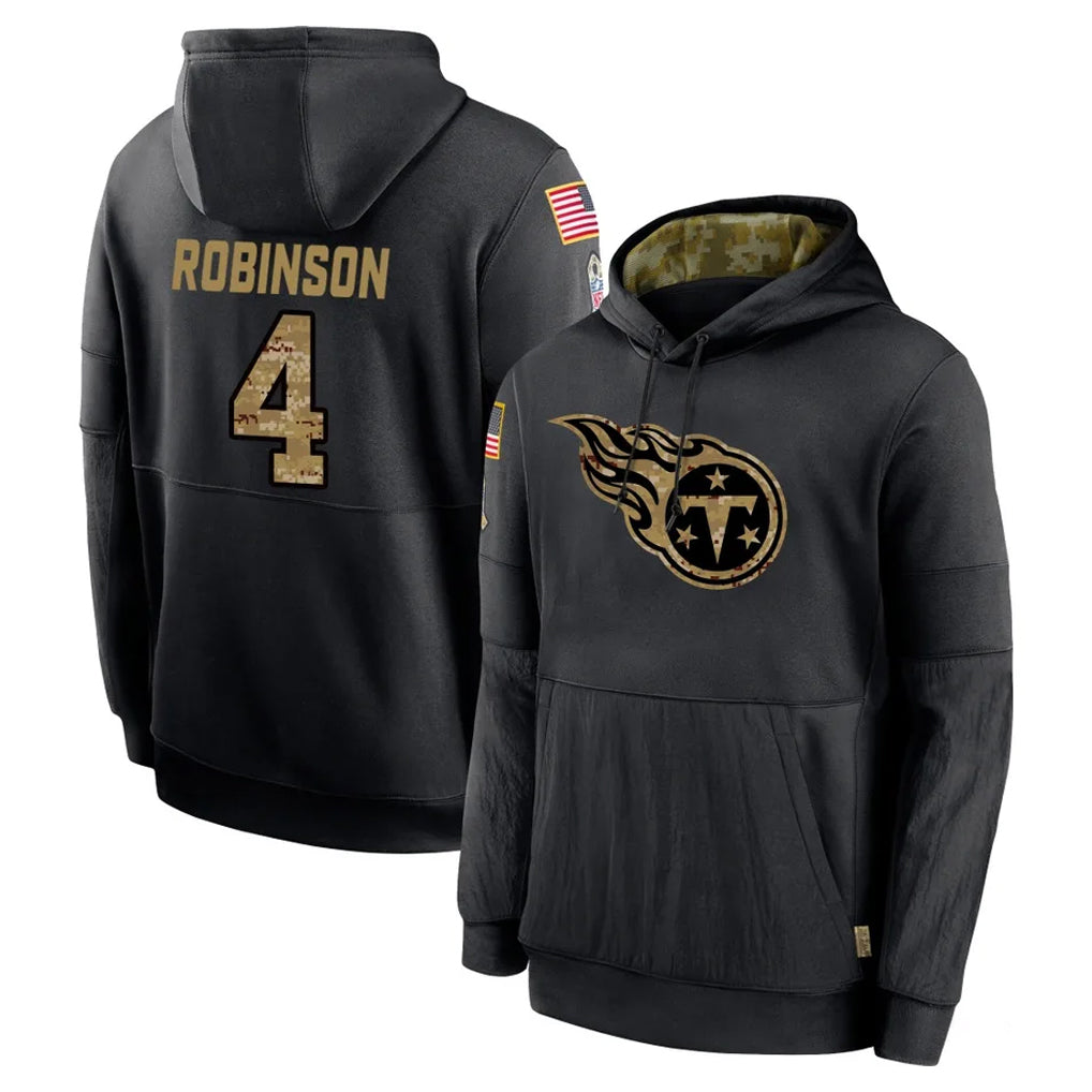 Elroe T.Titans #4 Wan'Dale Robinson Player Black Salute to Service Sideline Performance Pullover Hoodies Home Game Stitched Jerseys