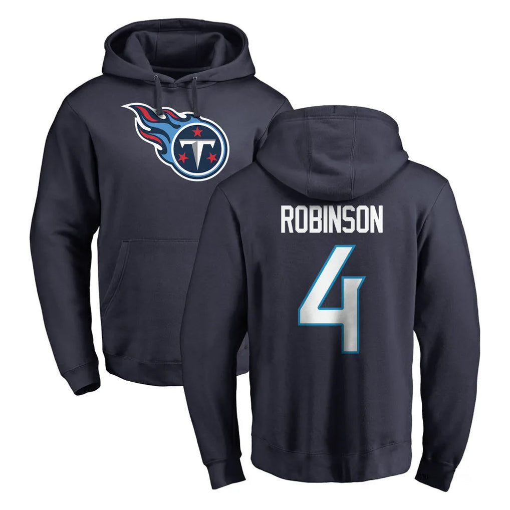 Elroe T.Titans #4 Wan'Dale Robinson Player Navy Logo Pullover Hoodies Home Game Stitched Jerseys