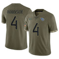 Elroe T.Titans #4 Wan'Dale Robinson Player Olive Limited Salute to Service Home Game Stitched Jerseys