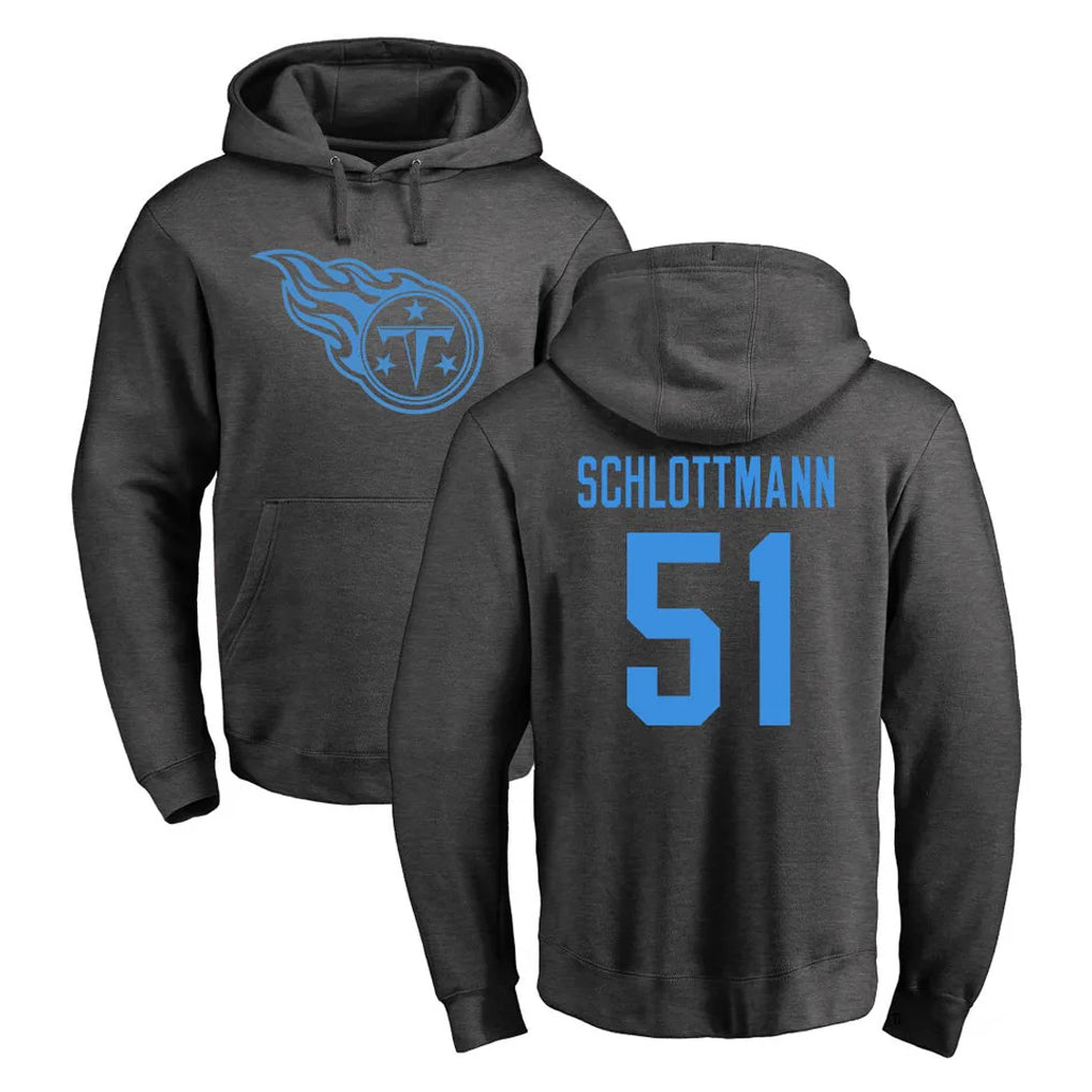 Elroe T.Titans #51 Austin Schlottmann Player Ash One Color Pullover Hoodies Home Game Stitched Jerseys