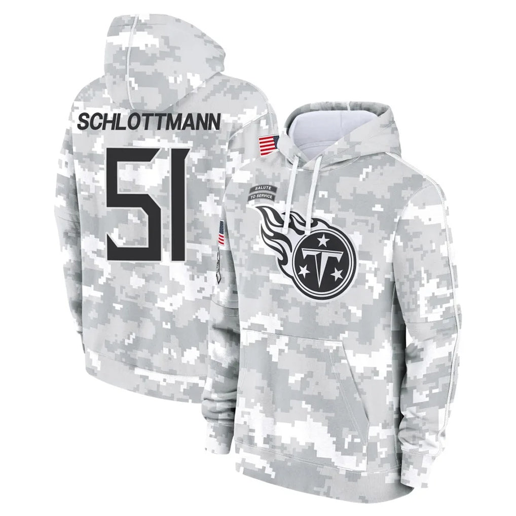 Elroe T.Titans #51 Austin Schlottmann Player Camo Arctic Salute to Service Pullover Hoodies Home Game Stitched Jerseys