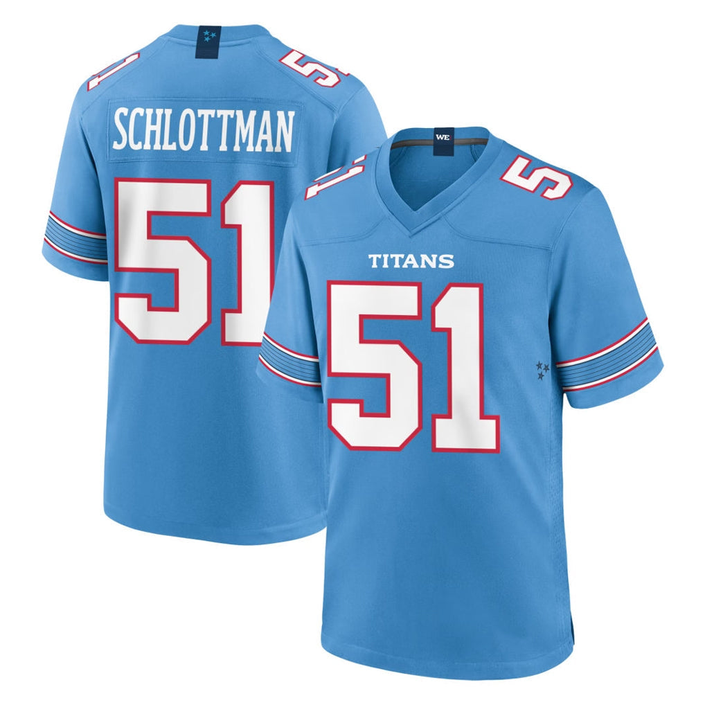 Elroe T.Titans #51 Austin Schlottmann Player Light Blue 2026 Game Home Stitched Jerseys