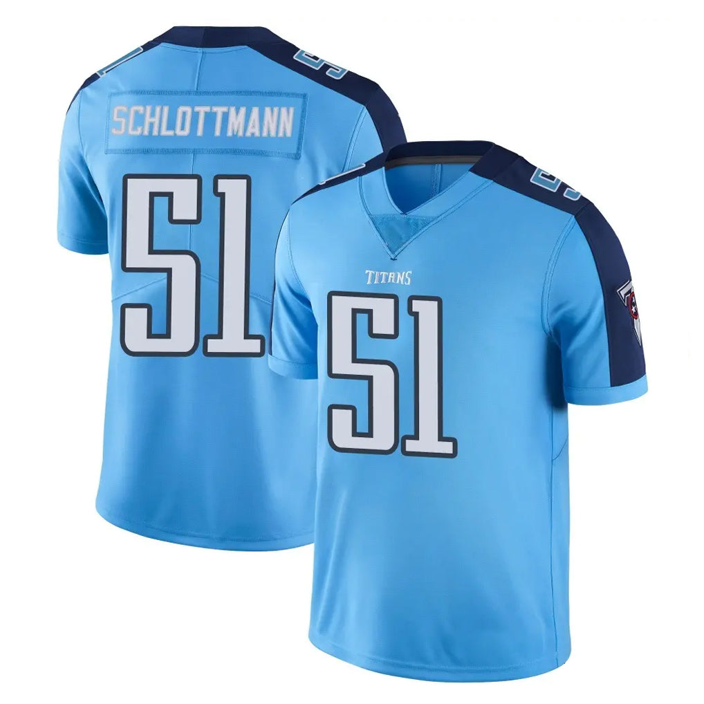 Elroe T.Titans #51 Austin Schlottmann Player Light Blue Limited Color Rush Home Game Stitched Jerseys