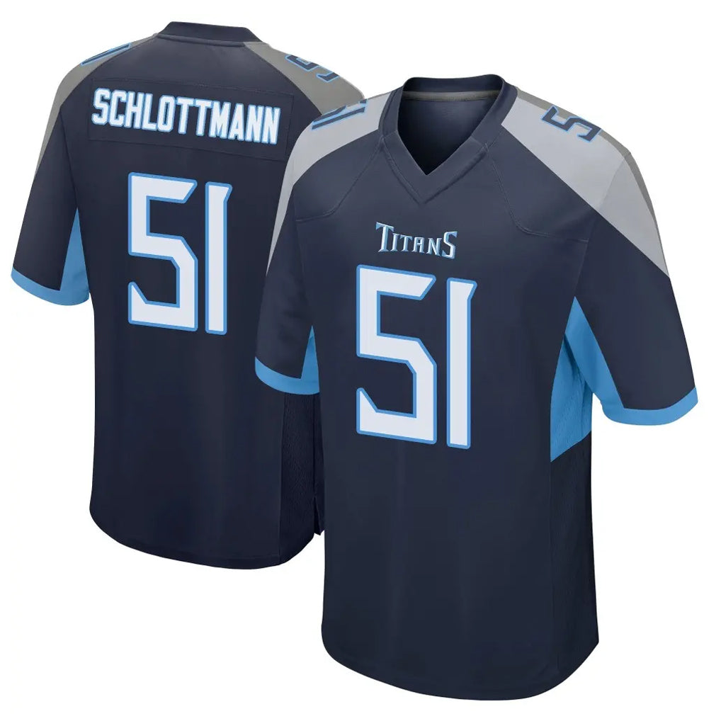 Elroe T.Titans #51 Austin Schlottmann Player Navy Home Game Stitched Jerseys
