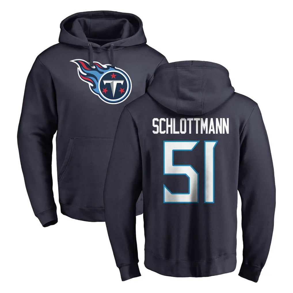 Elroe T.Titans #51 Austin Schlottmann Player Navy Logo Pullover Hoodies Home Game Stitched Jerseys