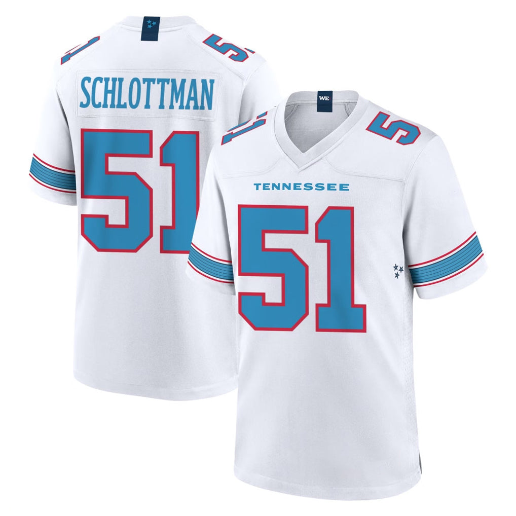 Elroe T.Titans #51 Austin Schlottmann Player White 2026 Game Home Stitched Jerseys
