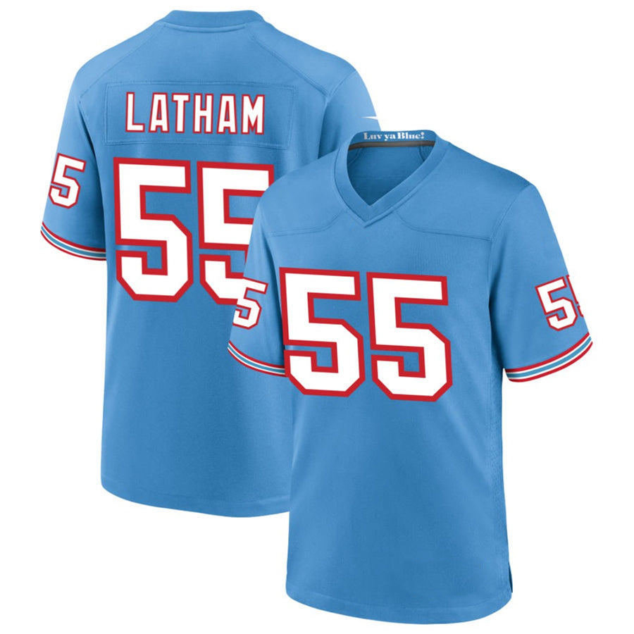 Elroe T.Titans #55 JC Latham Player Blue Throwback Alternate Game Stitched Jerseys