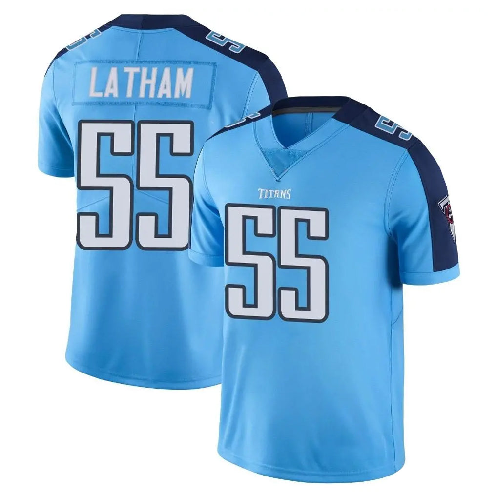Elroe T.Titans #55 JC Latham Player Light Blue Limited Color Rush Home Game Stitched Jerseys