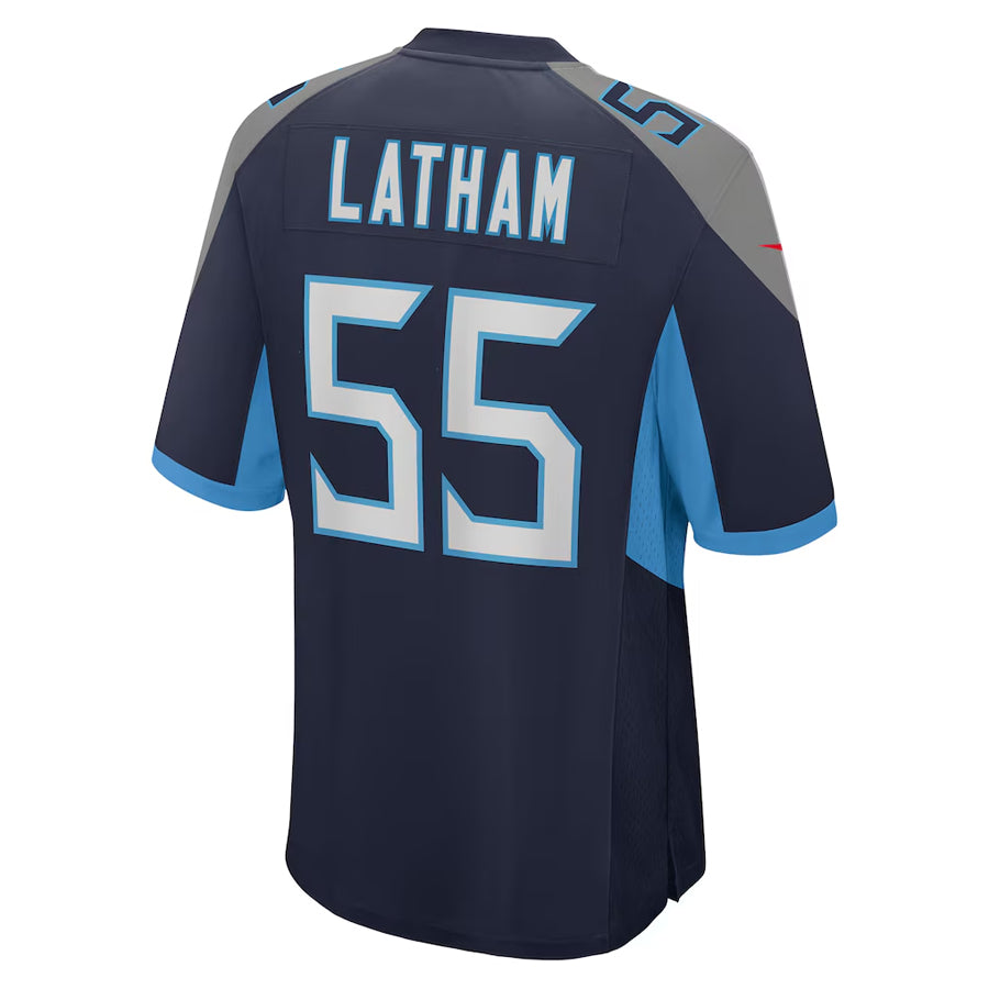 Elroe T.Titans #55 JC Latham Player Navy Home Game Stitched Jerseys