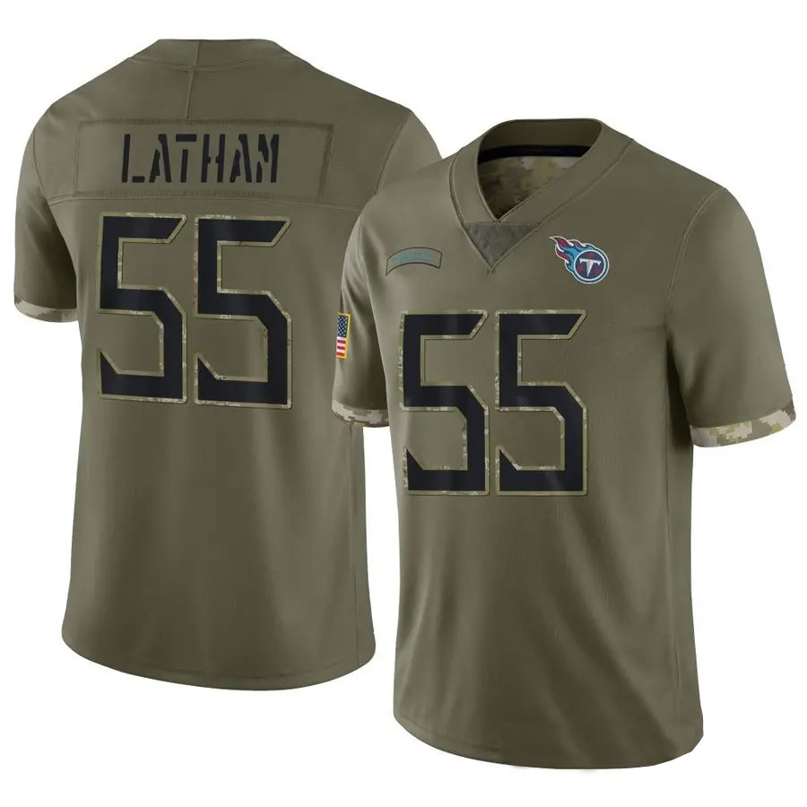 Elroe T.Titans #55 JC Latham Player Olive Salute To Service Limited Stitched Jerseys