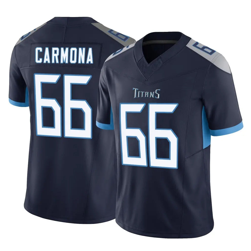 Elroe T.Titans #66 Fernando Carmona Jr. Player Navy Limited Vapor F.U.S.E. Home Game Stitched Jerseys