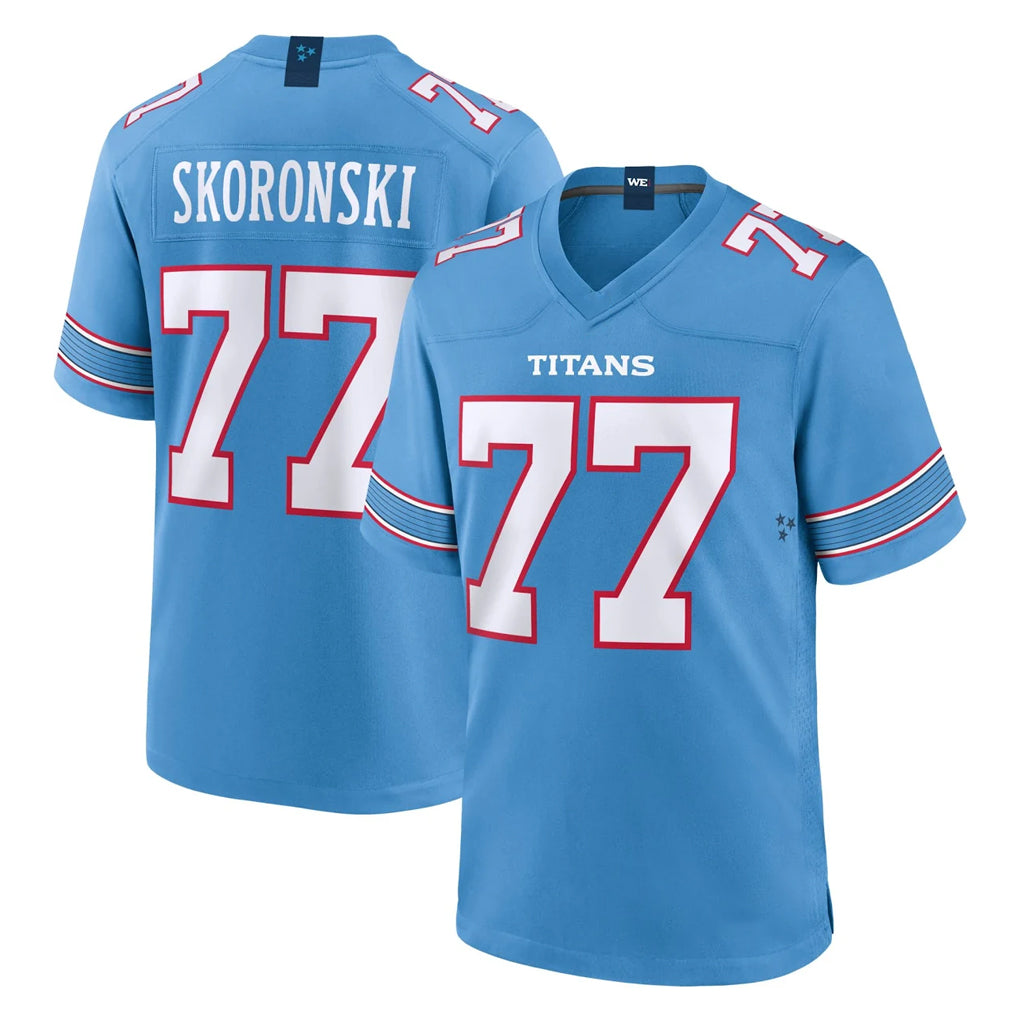 Elroe T.Titans #77 Peter Skoronski Player Light Blue 2026 Game Home Stitched Jerseys
