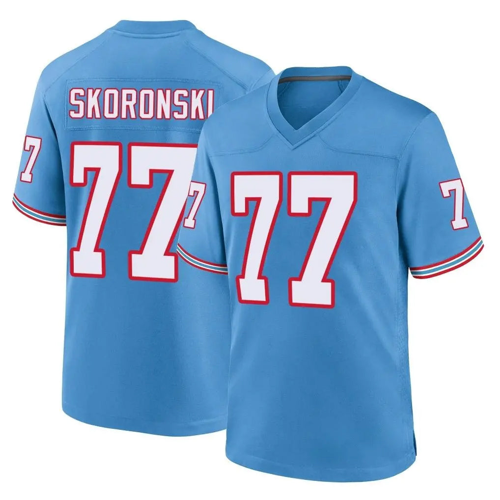 Elroe T.Titans #77 Peter Skoronski Player Light Blue Oilers Throwback Home Game Stitched Jerseys