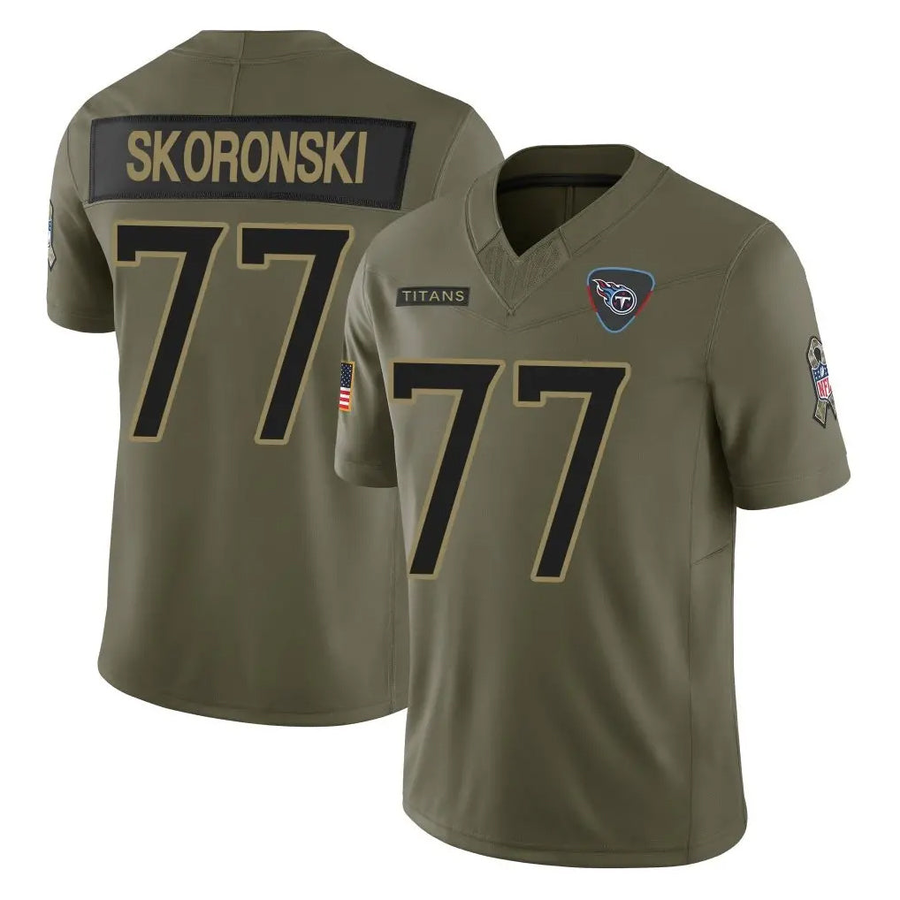 Elroe T.Titans #77 Peter Skoronski Player Olive Limited 2025 Salute to Service Home Game Stitched Jerseys