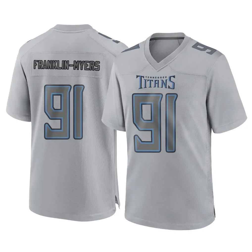 Elroe T.Titans #91 John Franklin-Myers Player Gray Atmosphere Fashion Home Game Stitched Jerseys