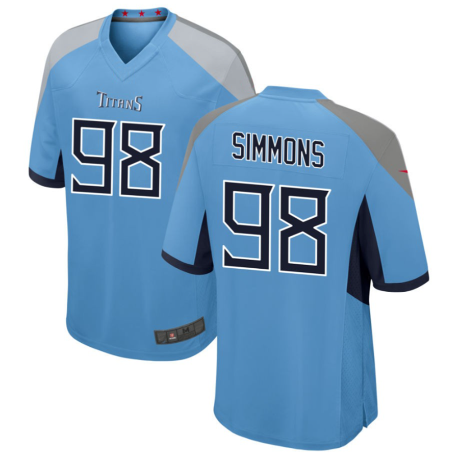 Elroe T.Titans #98 Jeffery Simmons Light Blue Player Game American Stitched Jerseys