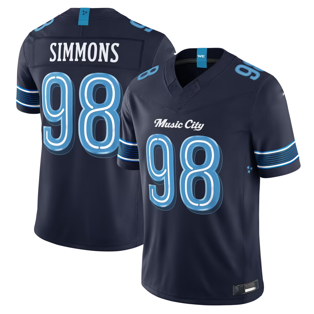 Elroe T.Titans #98 Jeffery Simmons Navy 2026 Rivalries Collection Limited Stitched Jerseys