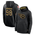 Elroe T.Titans #98 Jeffery Simmons Player Black Salute to Service Sideline Performance Pullover Hoodies Home Game Stitched Jerseys