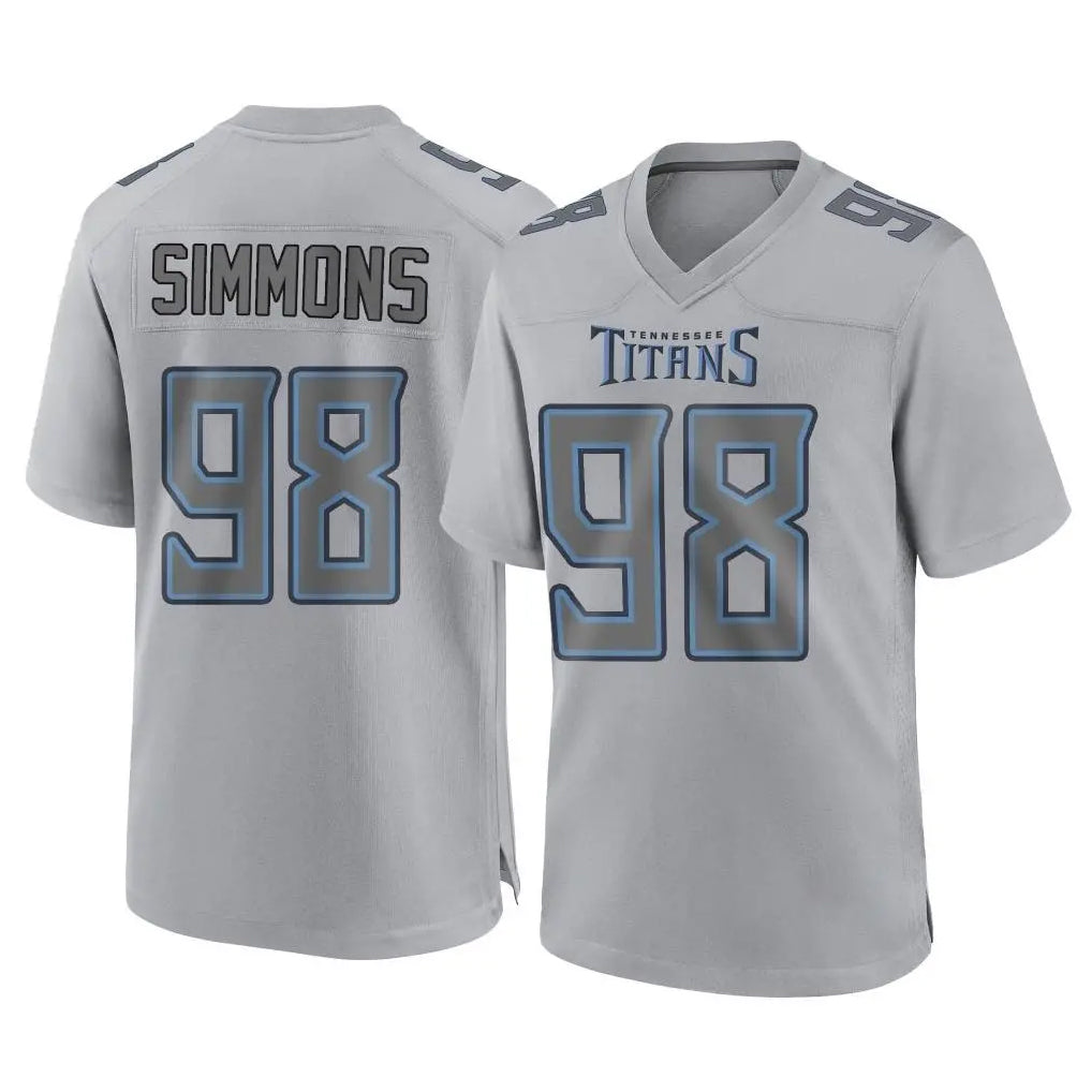 Elroe T.Titans #98 Jeffery Simmons Player Gray Atmosphere Fashion Home Game Stitched Jerseys