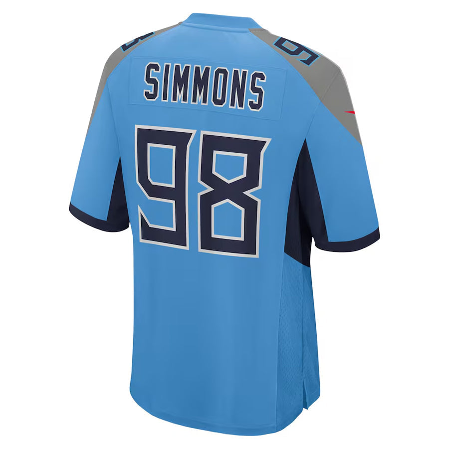 Elroe T.Titans #98 Jeffery Simmons Player Light Blue Home Game Stitched Jerseys