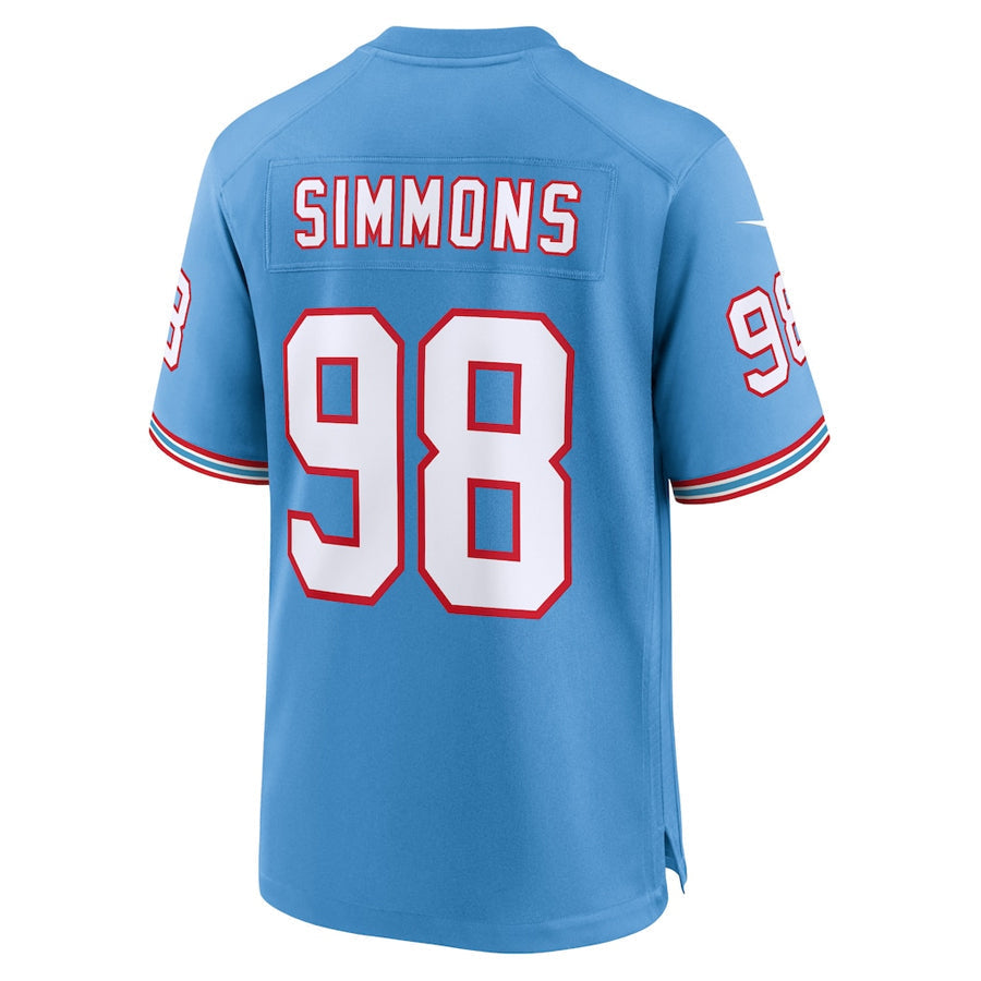 Elroe T.Titans #98 Jeffery Simmons Player Light Blue Throwback Alternate Game Stitched Jerseys