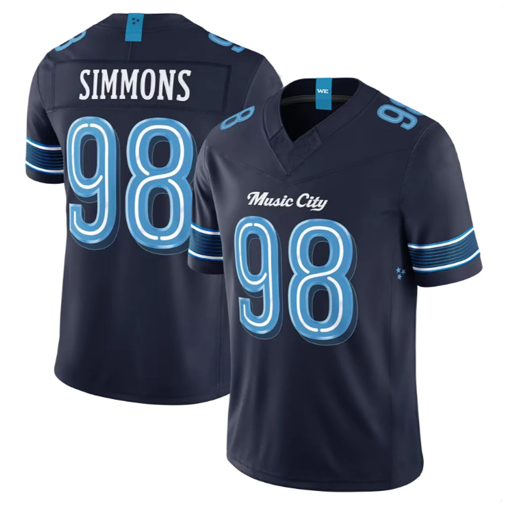Elroe T.Titans #98 Jeffery Simmons Player Navy 2026 Rivalries Collection Limited Home Game Stitched Jerseys