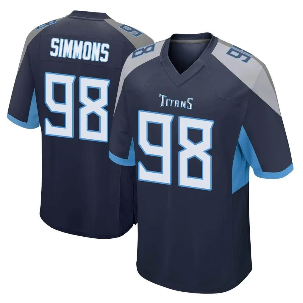 Elroe T.Titans #98 Jeffery Simmons Player Navy Home Game Stitched Jerseys