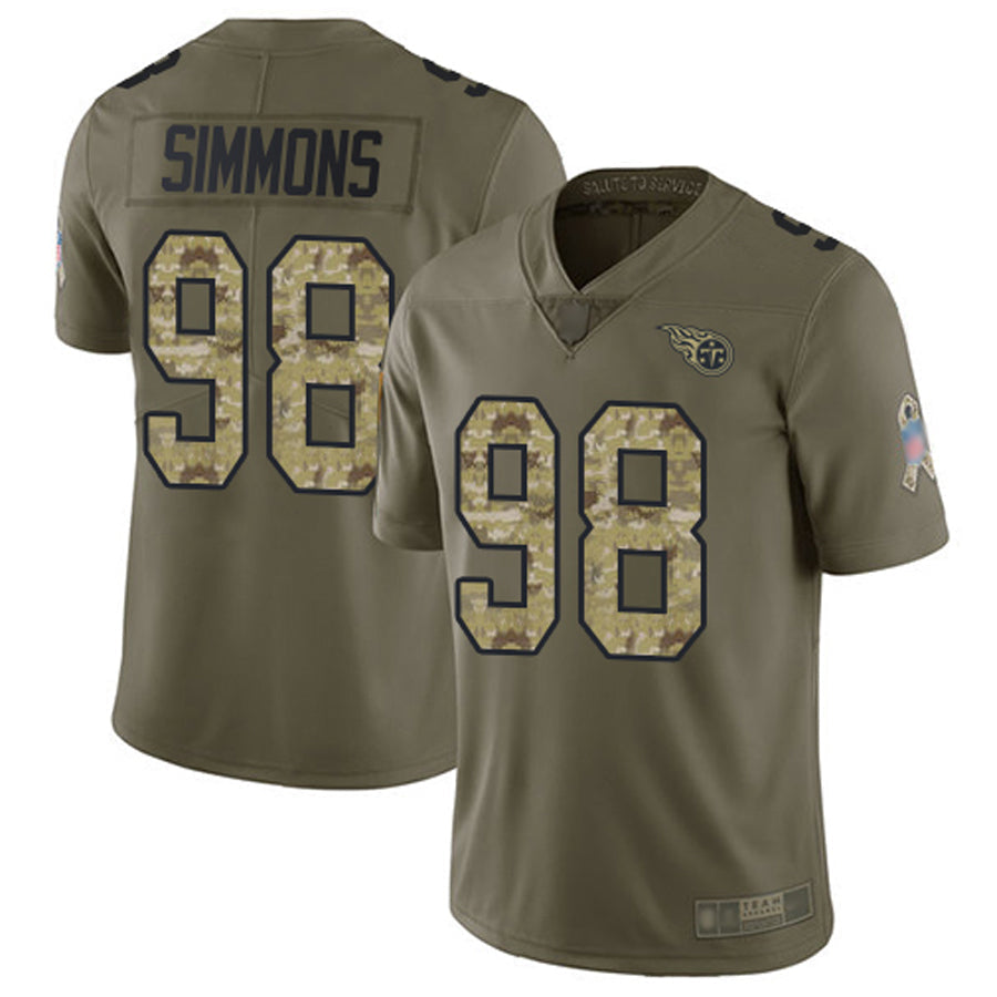 Elroe T.Titans #98 Jeffery Simmons Player Olive Salute To Service Limited Stitched Jerseys
