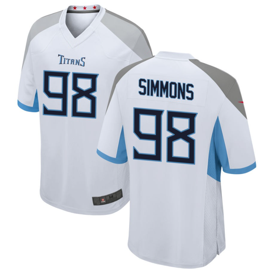 Elroe T.Titans #98 Jeffery Simmons White Player Game American Stitched Stitched Jerseys