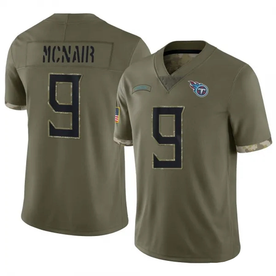 Elroe T.Titans #9 Steve McNair Player Olive Salute To Service Limited Stitched Jerseys