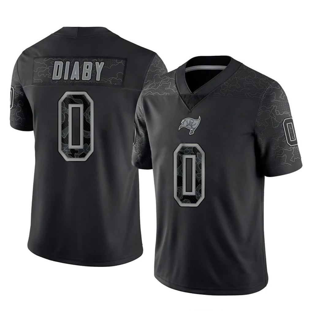 Elroe TB.Buccaneers #0 Yaya Diaby Player Black Reflective Limited Home Game Stitched Jerseys