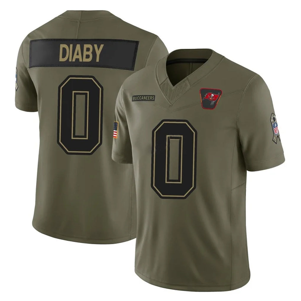 Elroe TB.Buccaneers #0 Yaya Diaby Player Olive 2025 Salute To Service Limited Home Game Stitched Jerseys