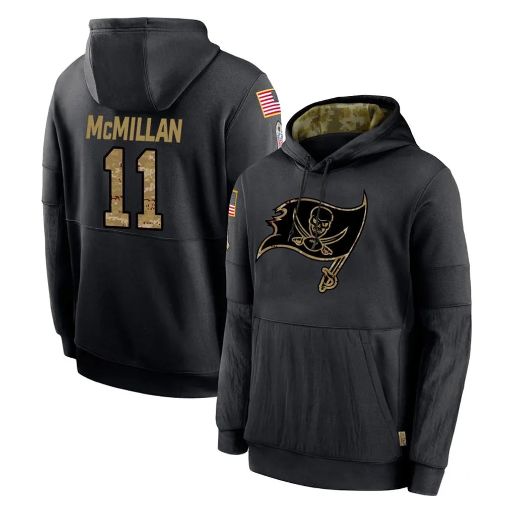 Elroe TB.Buccaneers #11 Jalen McMillan Player Black Salute to Service Sideline Performance Pullover Hoodies Home Game Stitched Jerseys
