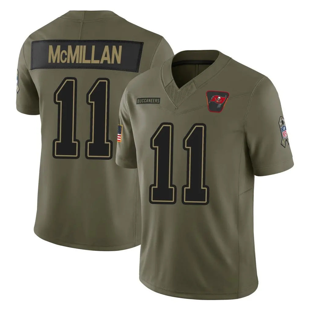 Elroe TB.Buccaneers #11 Jalen McMillan Player Olive 2025 Salute To Service Limited Home Game Stitched Jerseys