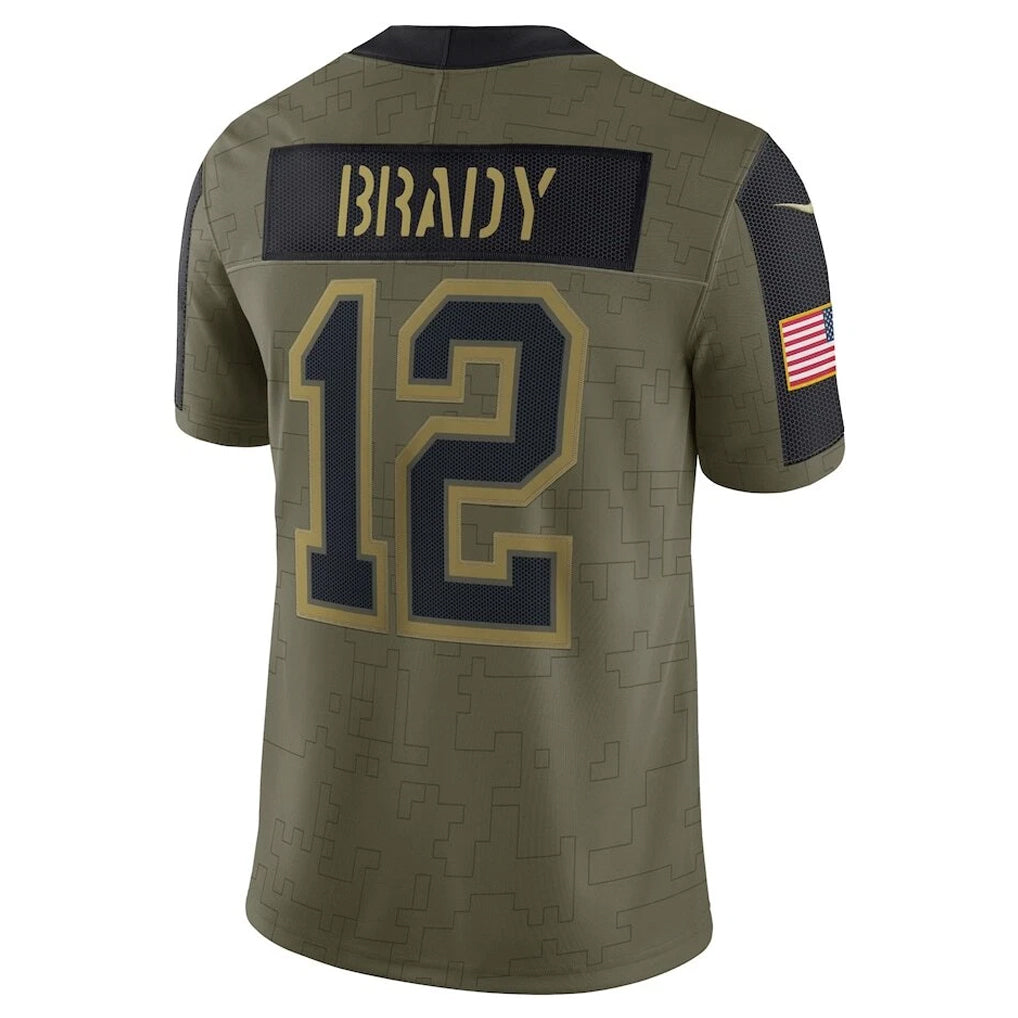 Elroe TB.Buccaneers #12 Tom Brady Player Olive Salute To Service Stitched Jerseys