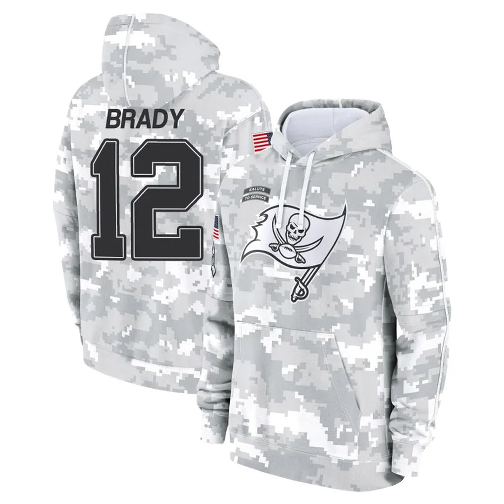 Elroe TB.Buccaneers #12 Tom Brady Player Salute to Service Hoodies Stitched Jerseys