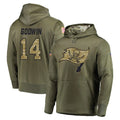 Elroe TB.Buccaneers #14 Chris Godwin Jr. Player Olive Salute to Service Pullover Hoodie Home Game Stitched Jerseys