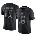 Elroe TB.Buccaneers #15 Tez Johnson Player Black Reflective Limited Home Game Stitched Jerseys